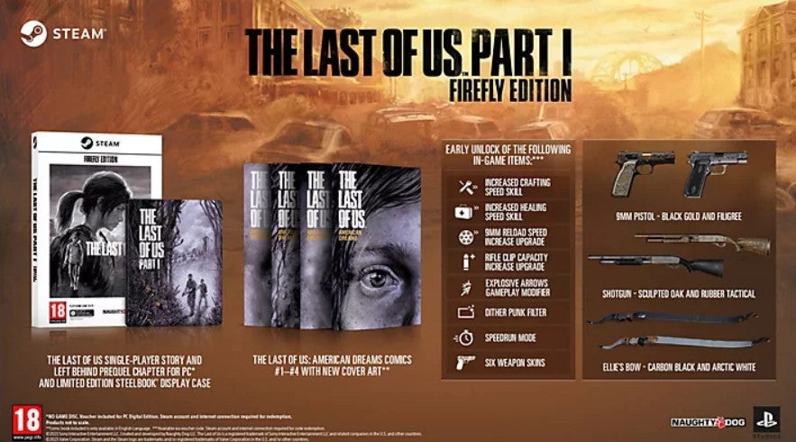 The Last of Us Part 1 Firefly Edition tersedia untuk pre-order untuk PC, seharga £100